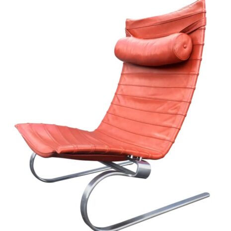 Poul Kjaerholm PK 20 Lounge Chair Red Orange Leather