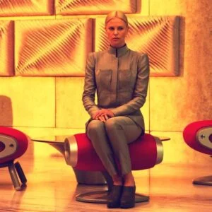 Prometheus Red Lounge Swivel Chair by Marc Newson