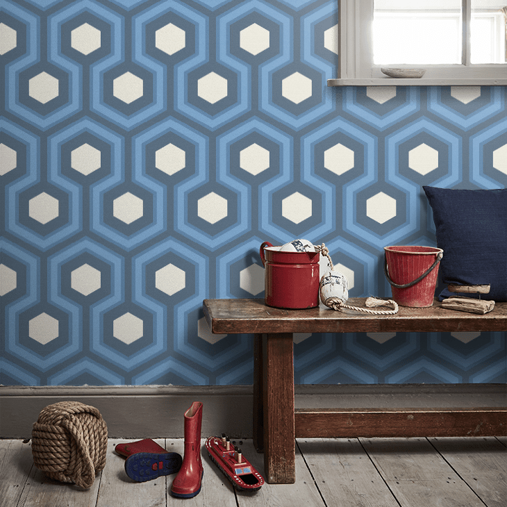 the shining carpet wall papers blue - hicks grand hexagon-
