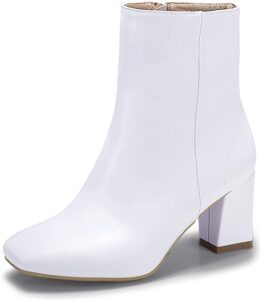 Square Toe Ankle Boots in White