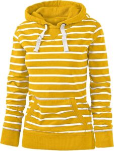 Yellow White Stripes zip-up Hoodie Medium Jacket