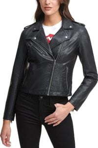Motorcycle Leather Biker Jacket for Women Levis