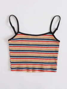 Striped Crop Cami Top rib knit- fear street warrderobe