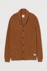 wool shawl collar cardigan men rust collor- charlie hunnam fashion-