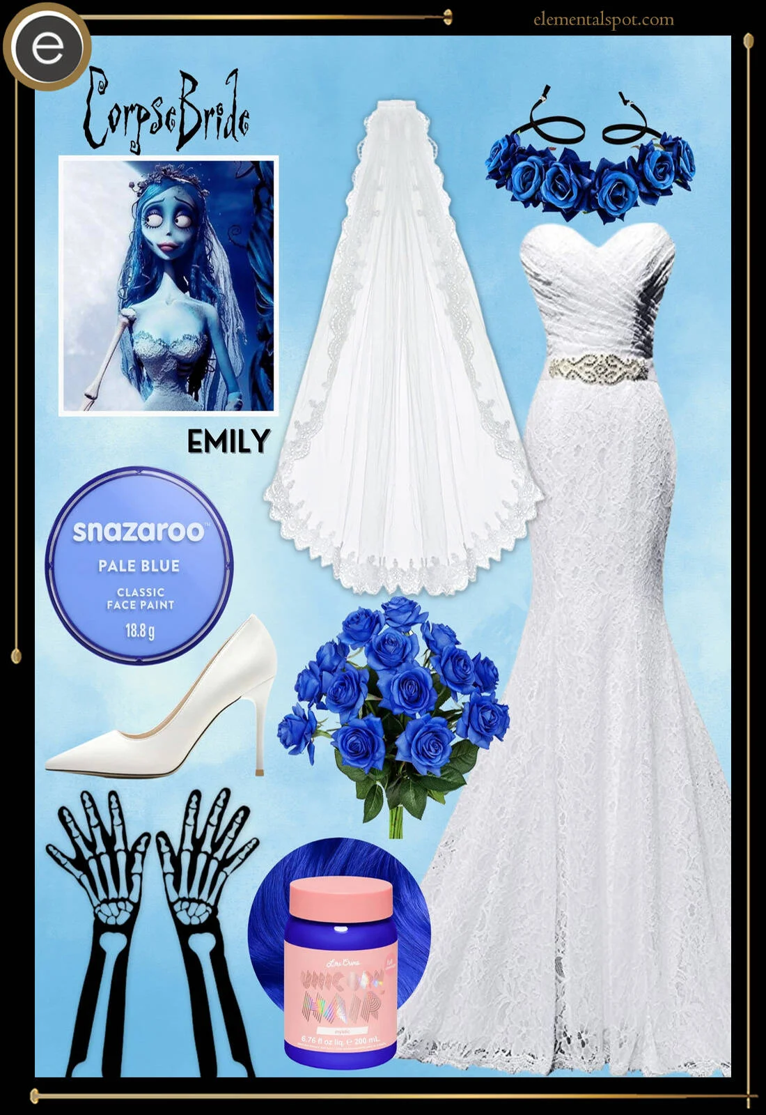 Emily Corpse Bride Dress inspired Corpse Bride Emily Costume for