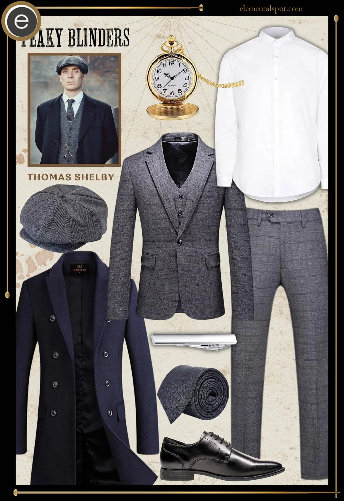 Mens Peaky Blinders Costume Thomas Shelby Suit Overcoat & Hat –  alligatorwarehouse