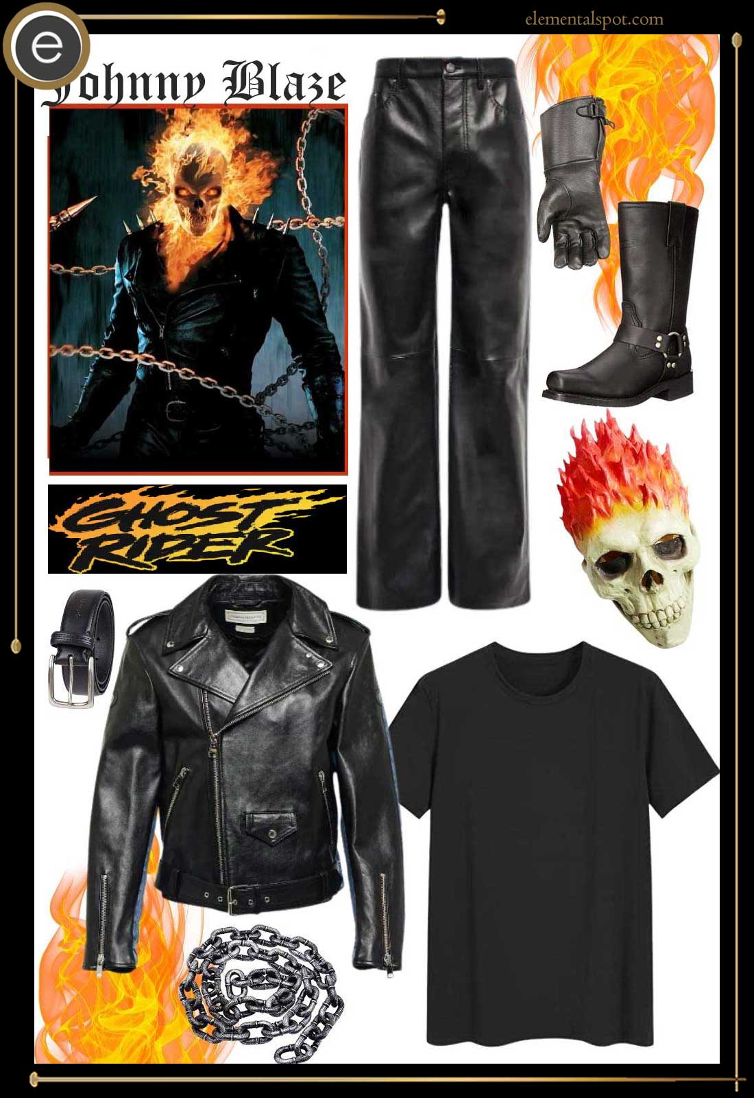 Buy Smart Range Men's Ghost Rider Movie Black Casual Real Hide Biker  Motorcycle Leather Jacket Online at desertcartINDIA