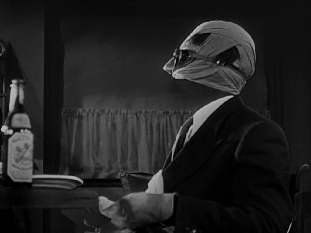 One of the varied special effects depicting the partial invisibility of Griffin.