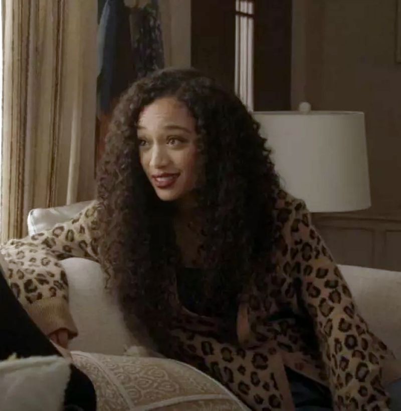 Leopard Cashmere Cardigan worn by Olivia Baker Samantha Logan as seen in All American S05E09