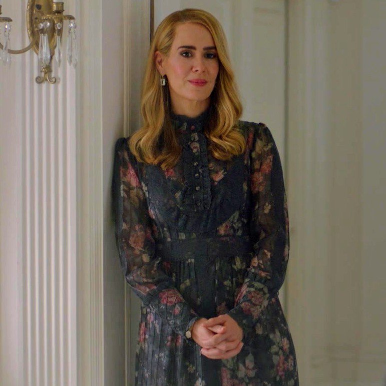 Cordelia AHS-Floral-Dress-Zimmerman-Outfits-Clothes worn by Cordelia Goode Sarah Paulson in American Horror Story