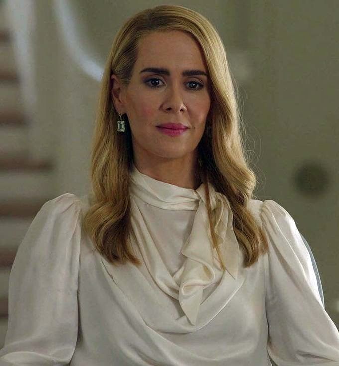 Cordelia AHS-White-Blouse-Outfits-Clothes worn by Cordelia Goode Sarah Paulson in American Horror Story