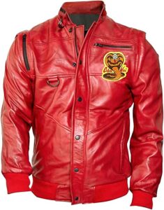 Johnny Lawrence Red Karate Kid Cobra Kobra Kai Men Faux Or PU Leather Bomber Jacket