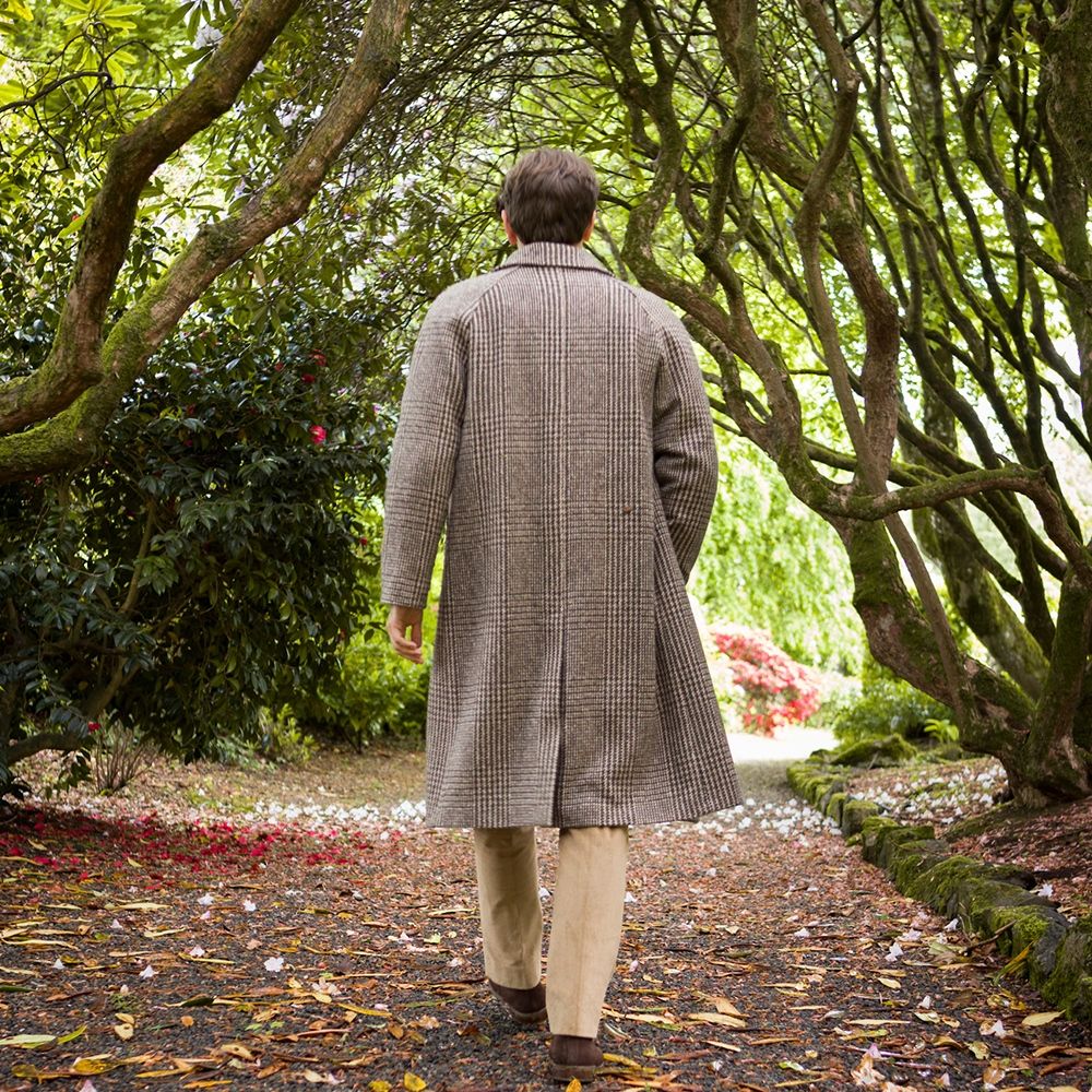 CORRIB DONEGAL TWEED OVERCOAT IN BROWN GLEN CHECK