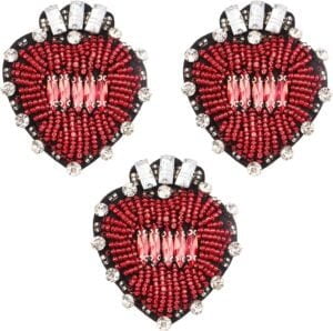 Heart Patch 3pcs Heart Beaded Patches Handmade
