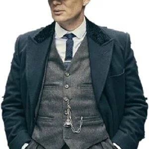 Men's Thomas Shelby Peaky Blinders Black Woolen Long Trench Coat Jacket