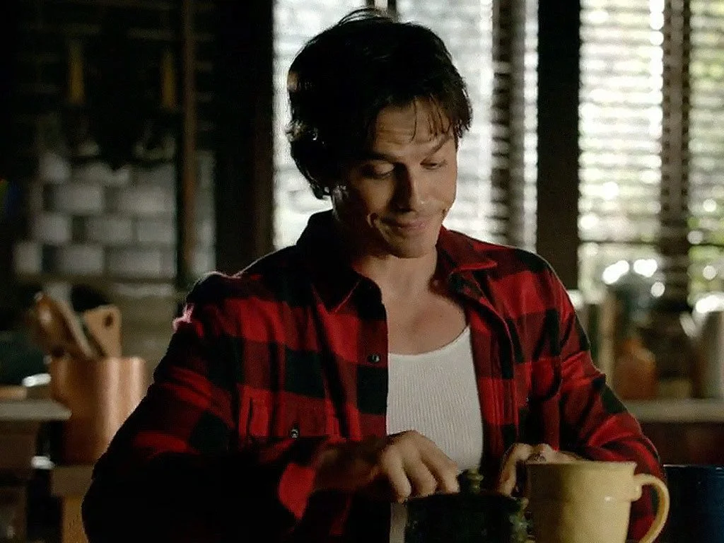 Nordstrom Buffalo Plaid Flannel Shirt worn by Damon Salvatore (Ian Somerhalder) seen in The Vampire Diaries S0803.
