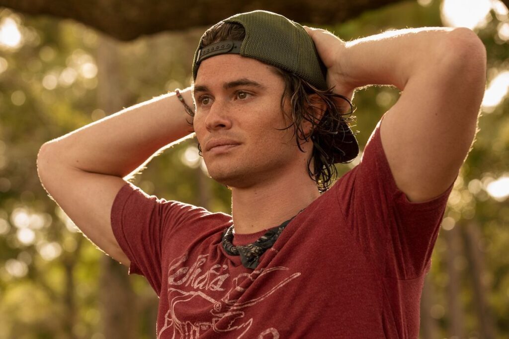 Solid Threads Whats Crackin T-shirt worn by John B Chase Stokes seen in Outer Banks S02E04