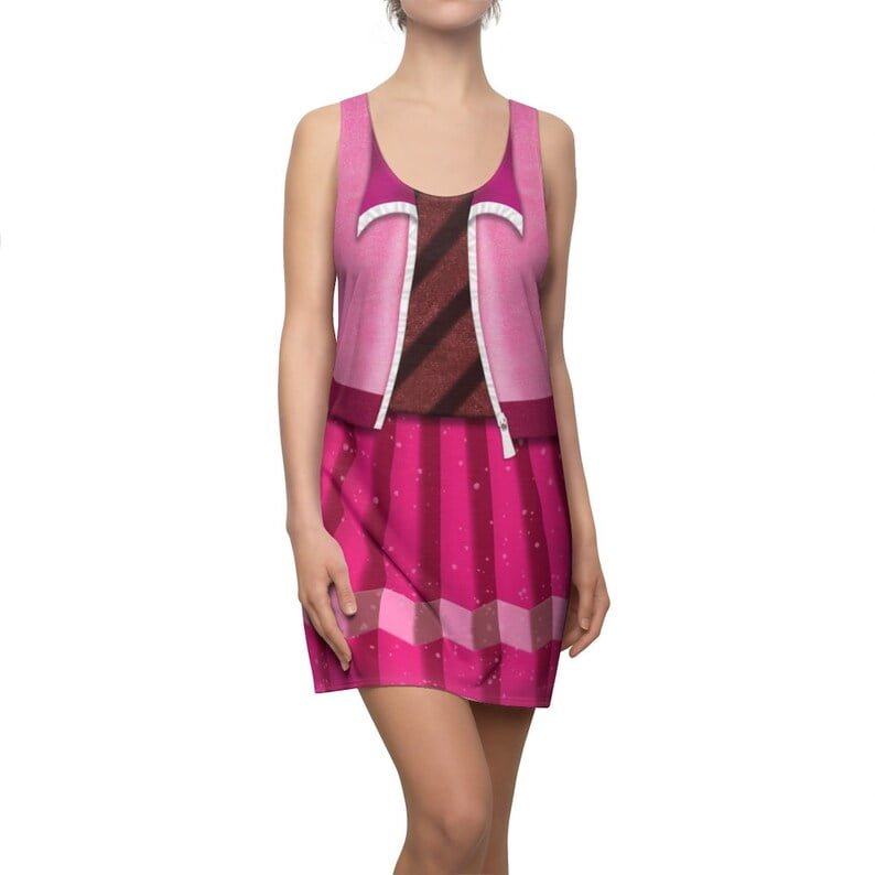 Turn heads with the Candlehead Dress, a Wreck It Ralph-inspired costume. Embody the fiery and mischievous character with this fun and vibrant outfit