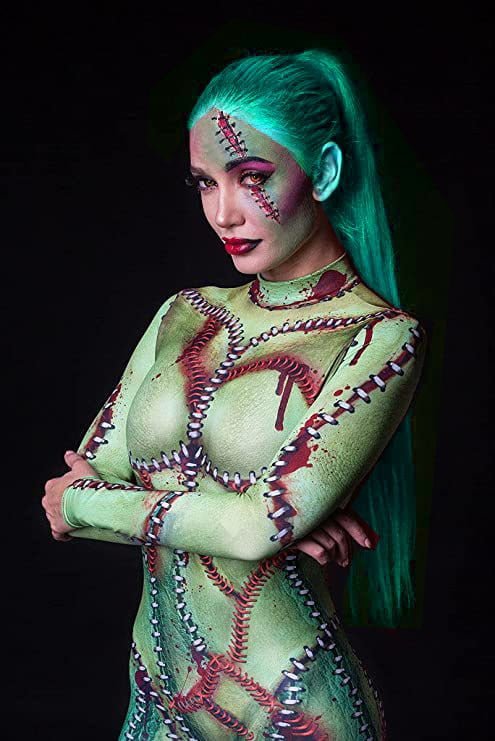 Green Haired Halloween Costumes - Rave Outfits for Women - Cyberpunk Futuristic Clothing for Halloween
