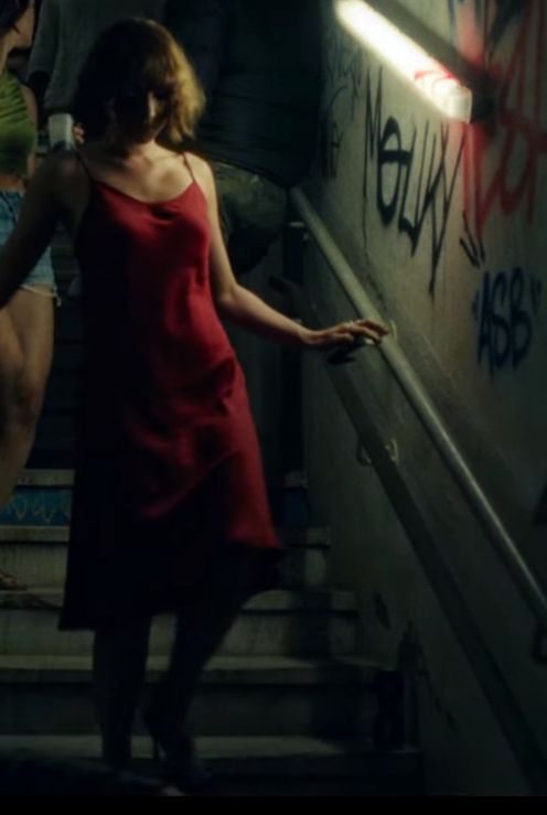 Red Silk Slip Dress worn by Anna Barton (Charlie Murphy), seen in Obsession (S01E04)