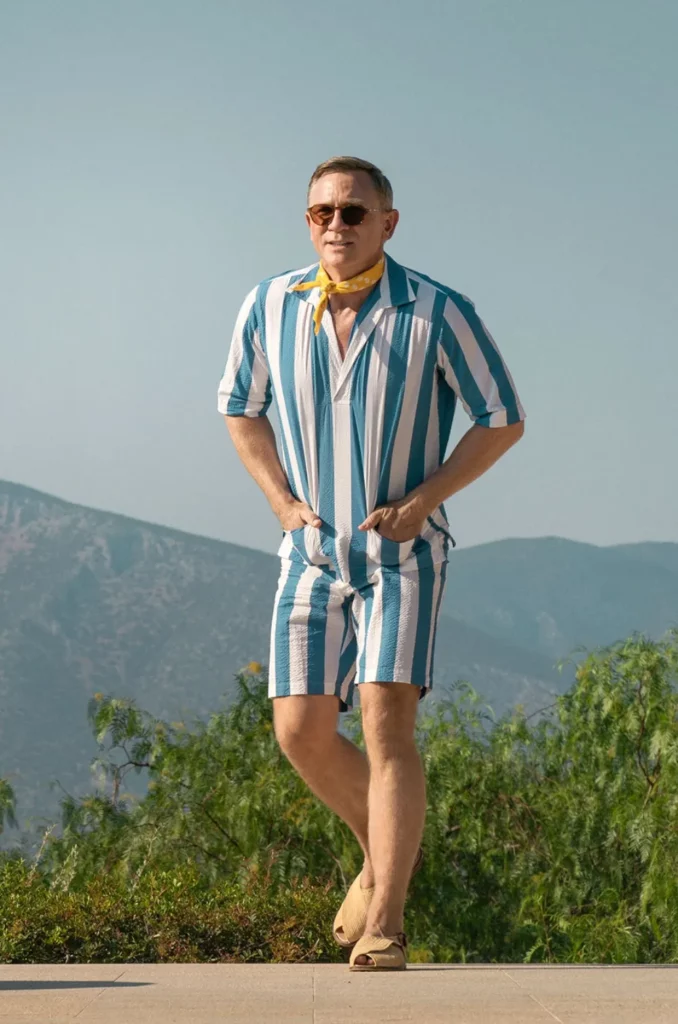 Benoit Blanc's Two Piece Striped Swimm Suit