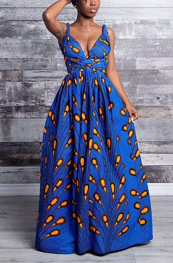 Sexy Dashiki Floral Printed Side Slit Long Maxi Dresses