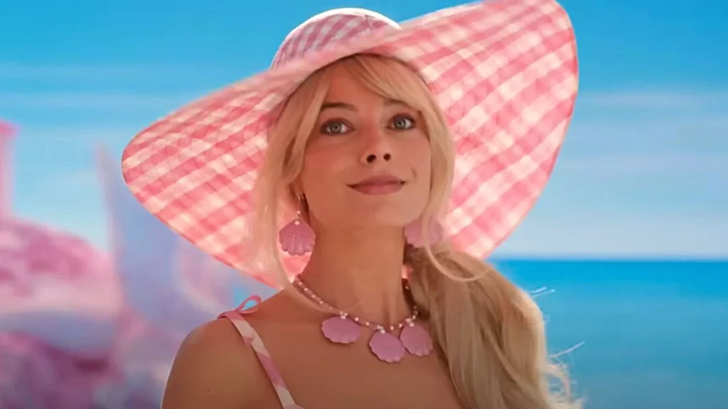 Baby Pink Shell Earrings and Necklace Worn by Margot Robbie in the Barbie Movie