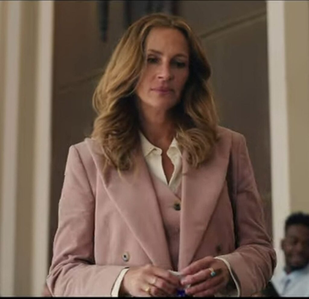 Georgia’s Ticket To Paradise Pink Velvet Suit