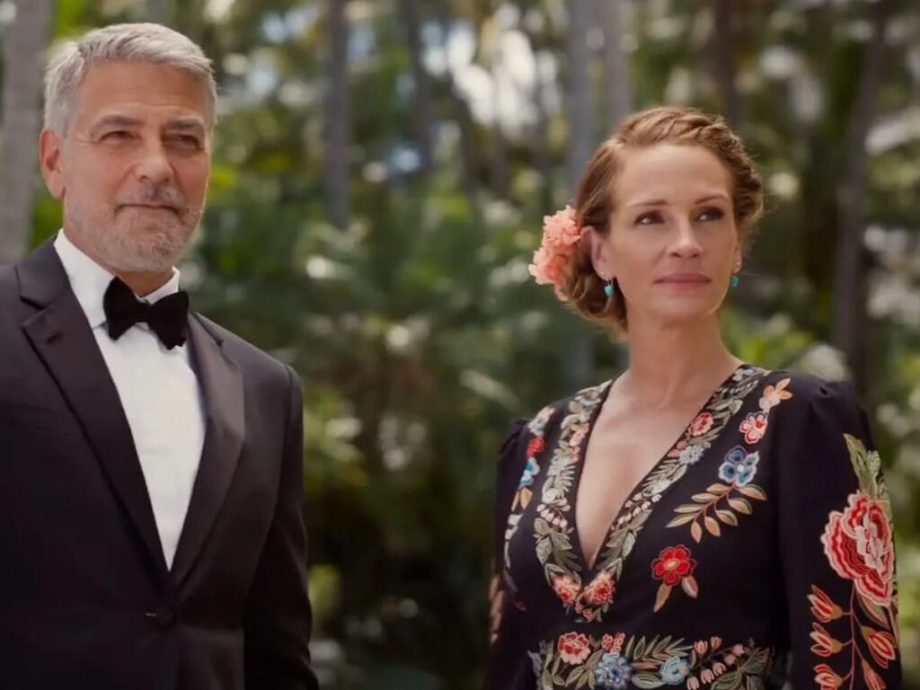 The Black Floral Embroidered Dress Julia Roberts Wears in Ticket To Paradise