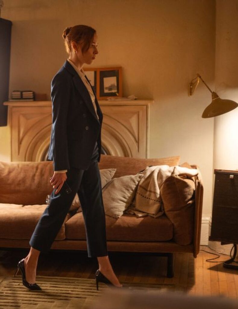 Female Empowerment: Emily’s Navy Power Suit in Fair Play