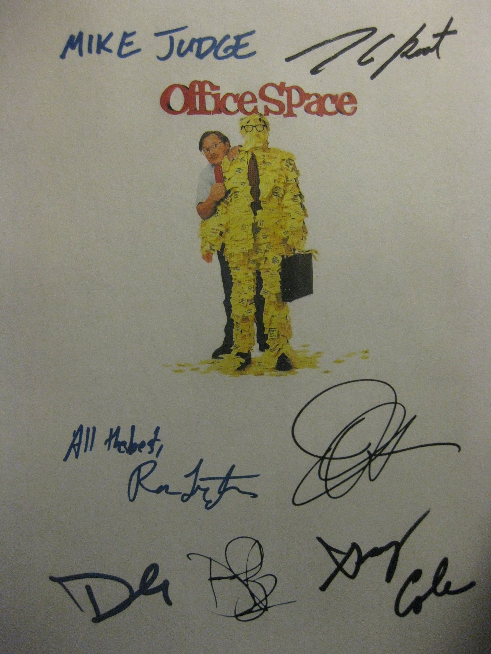 office space movie gifts Autographed Script