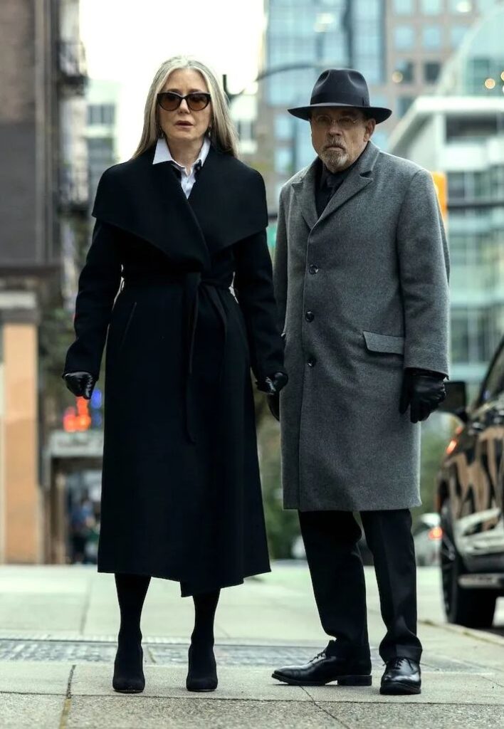 Madeline’s Black Wool Wrap Coat in The Fall of the House of Usher