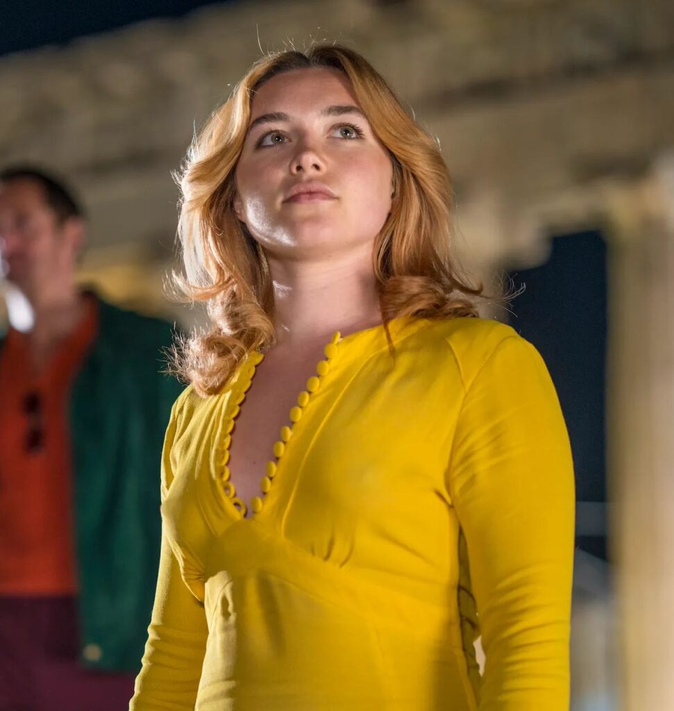 The Little Drummer Girl’s Bold Yellow Dress worn by Florence Pugh