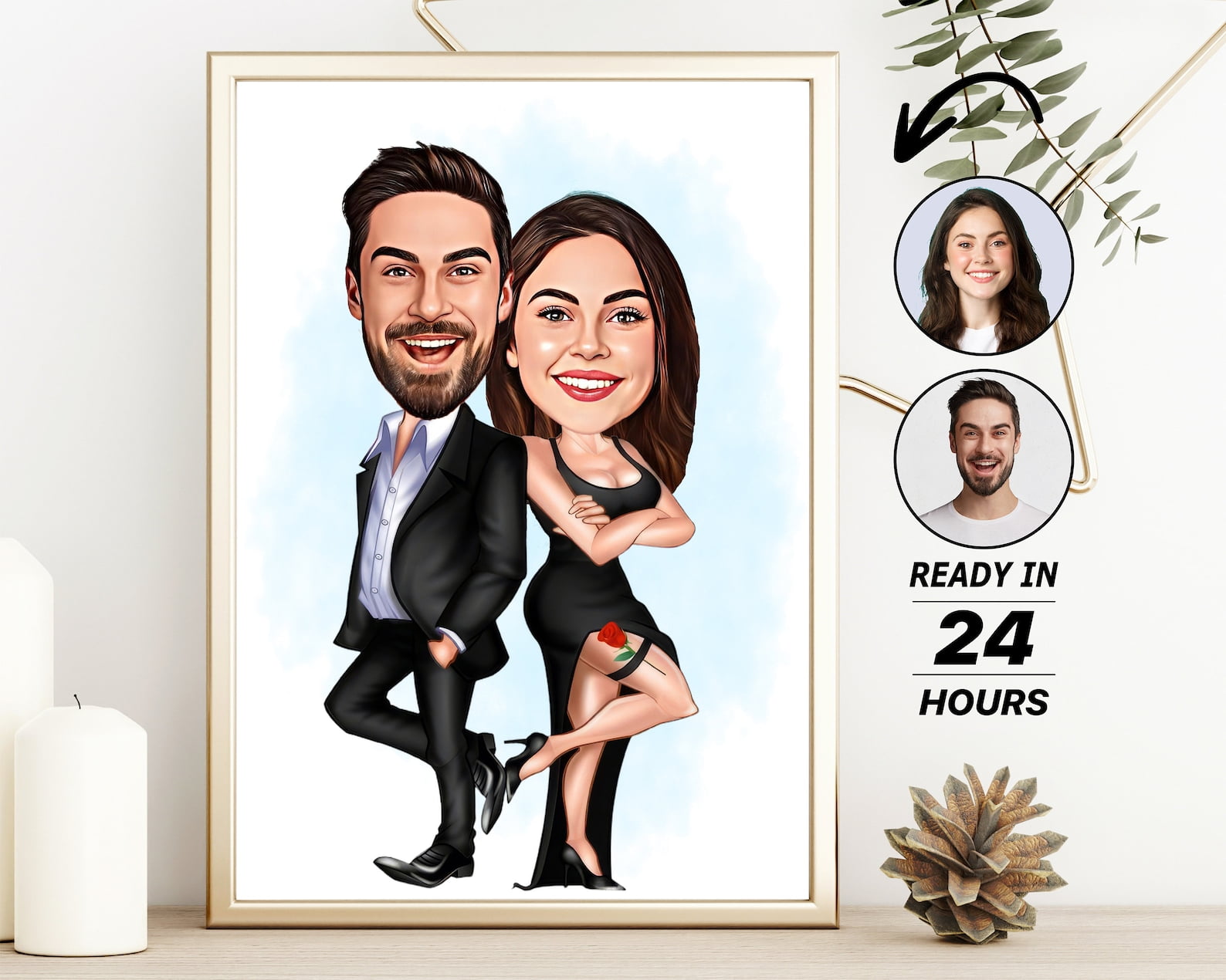 Mr. & Mrs. Smith Movie Gift Ideas Couple Cartoon Portrait