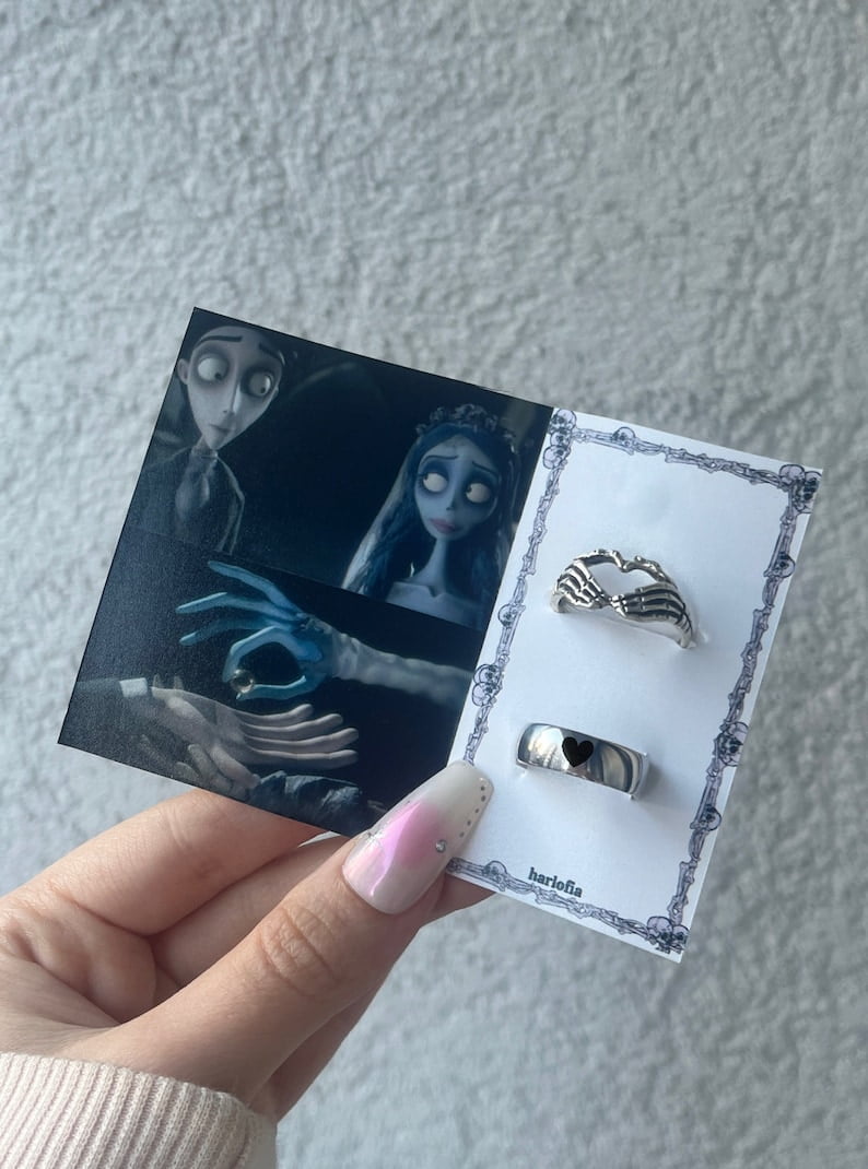 Tim Burton's Various Movies Gifts "Corpse Bride" Victor and Emily's Rings