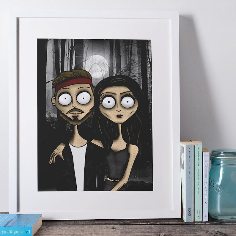 Tim Burton's Various Movies Gifts Digital Portrait in Tim Burton's Style