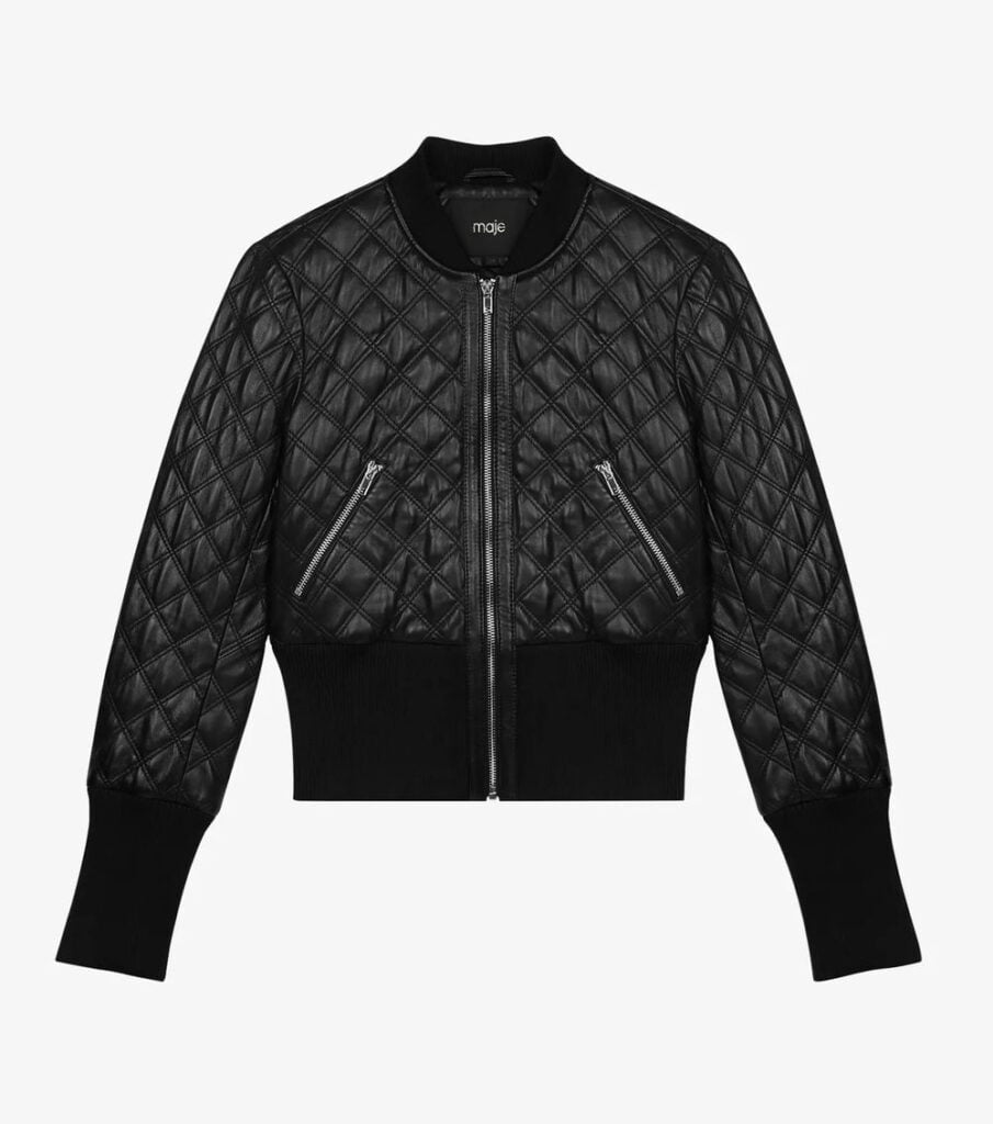 Maje Bimat quilted leather bomber jacket