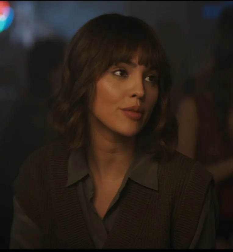 Eiza-Gonzalezs-Dark-Buton-Up-Shirt-and-Vest-Combo-as-seen-on-Auggie-Salazar