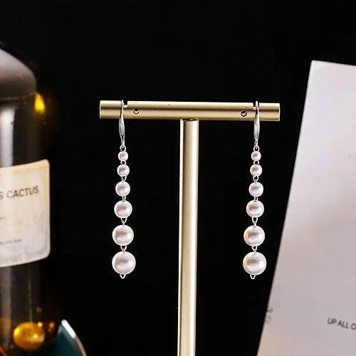 Oliwia's Long Drop Pearls Earrings