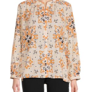 JOIE Fano Medallion Print Blouse worn by Martha Cro­ker (Di­ane Lane) as seen in A Man in Full-product