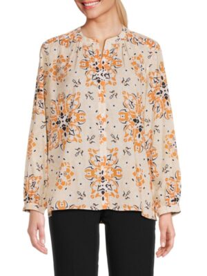 JOIE Fano Medallion Print Blouse worn by Martha Cro­ker (Di­ane Lane) as seen in A Man in Full-product