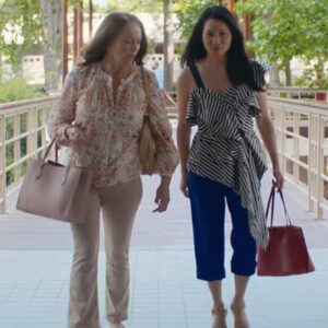 SELF-PORTRAIT Asymmetric Striped Crepe Topworn by Joyce Newman (Lucy Liu) as seen in A Man in Full