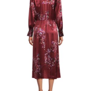 VINCE Wrap Red satin midi dress worn by Martha Cro­ker (Di­ane Lane) as seen in A Man in Full-product