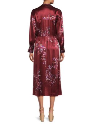VINCE Wrap Red satin midi dress worn by Martha Cro­ker (Di­ane Lane) as seen in A Man in Full-product