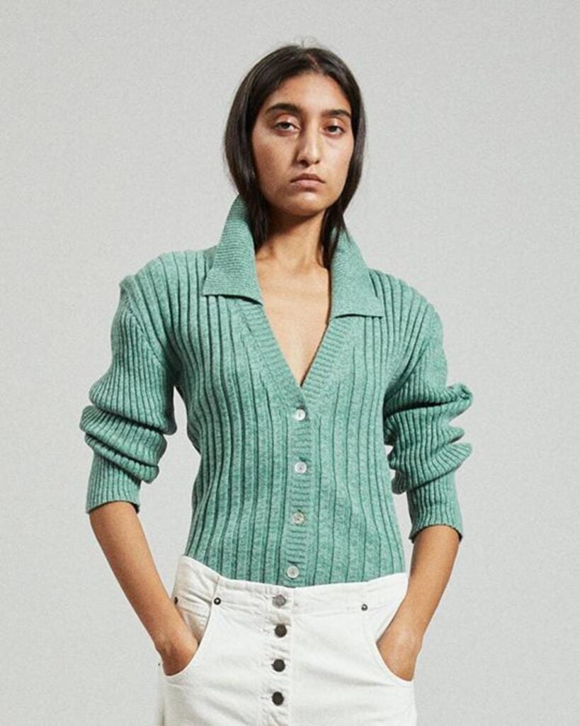 Parker’s Rachel Vos Sage Green Cardigan in Netflix’s Trigger Warning - product