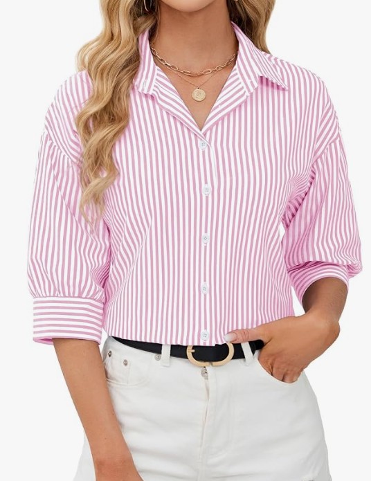Pink Short-Sleeve Blouse