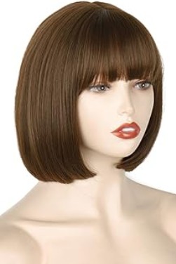Brown bob wig with bangs