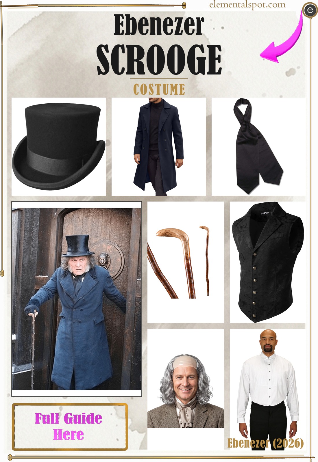 Ebenezer Scrooge Ebenezer (2026) costume — all pieces in one pin