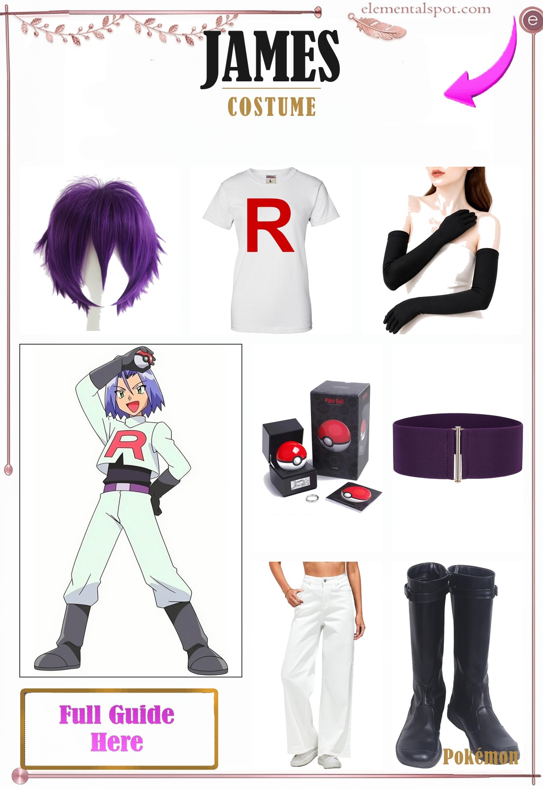James Pokémon costume — all pieces in one pin