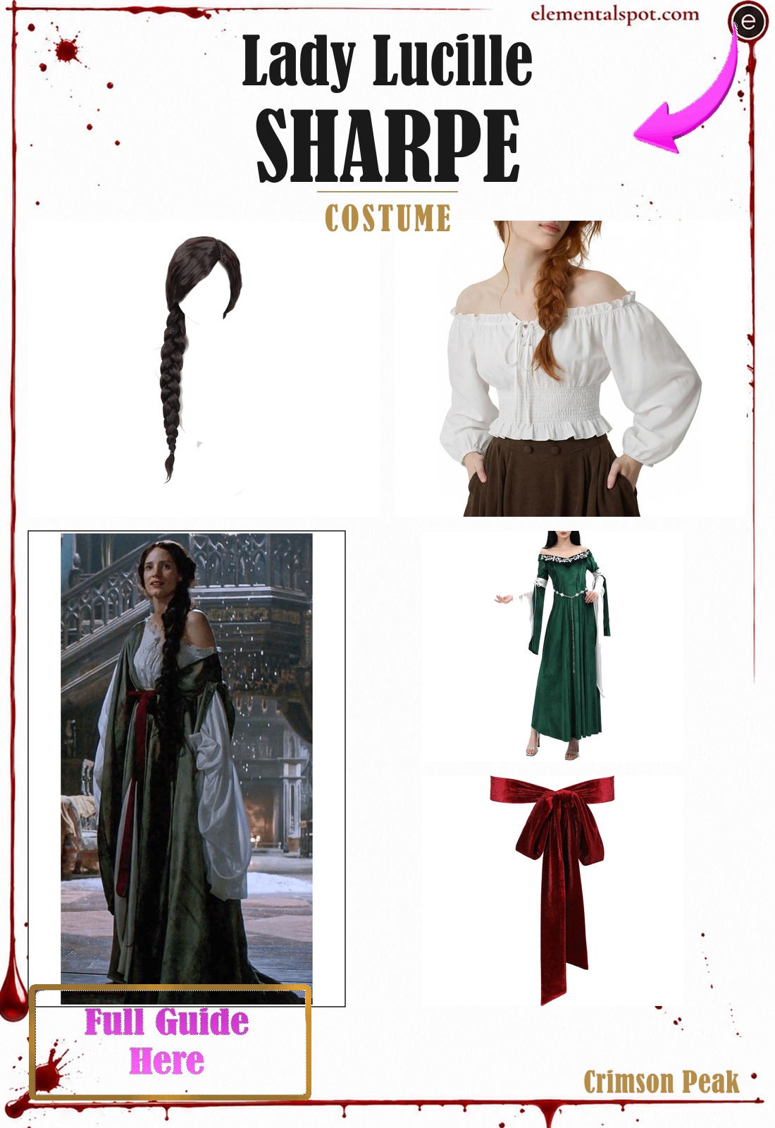 Lady Lucille Sharpe Crimson Peak costume — all pieces in one pin